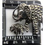Vintage 925 Sterling Silver ELEPHANT & BABY PIN Authentic Marcasite‎ Gemstones Photo 6