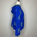 Erin London Linen Blend Vintage Blue Palm Trees Zip Up Hoodie Jacket Photo 5
