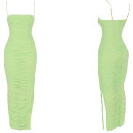 House Of CB  'Fornarina' Lime Organza Mesh Maxi Dress neon‎ bright size XS NWOT Photo 6