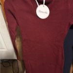 Business casual burgundy and white sweater dress. Red Photo 3