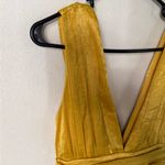 Lulu's Mustard Yellow Satin Tiered tie back midi Dress size medium Photo 4