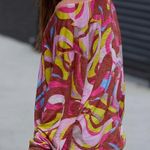 Free People Movement Keep Rolling Printed Tee Long Sleeve Pink Green XS Photo 1