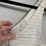 Loft  Bow Strap Button Front Drop Waist Mini Dress Ivory Rainbow - Size S Photo 5