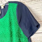 J.Crew Women's Laced Lined Short Sleeve Top Colorblock Blue Green Size Small Photo 4