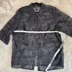 Carole Little Woman Sheer‎ Linen blend Burnout Button Down Top Blouse Aztec 2X Gray Size XXL Photo 5