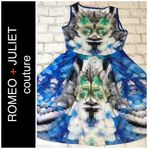 Romeo + Juliet Couture NWT! Small Blue Green Geo-print Fit Flare Cocktail Dress Photo 2