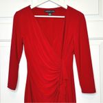 American Living  Red 3/4 Sleeve Ruched Sheath Dress Career Cocktail‎ Party Photo 3