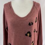 Maronie New  Animal Print Sweater Soft Knit Long Sleeve Top Dusty Rose Photo 3
