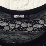 Garage navy lace short sleeve cropped pocket tee women’s size L Photo 1