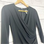 Tadashi Shoji  Vintage Black Ruched Long Sleeve Evening Gown Size Petite Small Photo 1