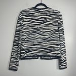 ST. JOHN Evening Knit Jacket Size 8 Black White Animal Print Embellished Jewels Photo 2