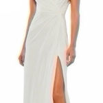 Mac Duggal NEW Women’s Beaded Cap-Sleeve Jersey Gown White Size 4 Photo 0