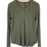 Monrow Womens Henley Long Sleeve Green Size M Photo 0