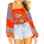 Free People  Top Fall XS Blouse Oversized Flowy Cottage Boho Shirt Billowy 70s Photo 2