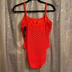 Carmen Marc Valvo Red Orange Persimmon Crochet One Piece Swimsuit 14 NWT Photo 1
