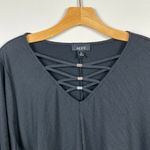 Alyx Tunic Top 2X Black Lace Up V Photo 1