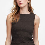 Madewell  Smocked Boatneck Tank in Soft Charcoal, Size X-Small Photo 0