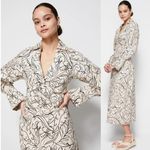 NEW Jonathan Simkhai Lee Linen Blend Midi Dress Painted Floral Size 10 Old Money Black Photo 2