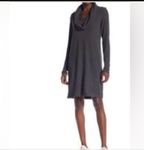 Joan Vass Olive Green Cowl Neck Off-Shoulder Sweater Dress M Midi Shift Photo 6