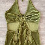 SheIn New  Velvet Olive Green Halter Dress with Cutout Detail, Size Medium Photo 3