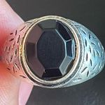 Black obsidian S925 antique silver ring size 9.75 Photo 4