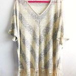ODDY Shawl Sweater Cape w/ Fringe Cream & Grey Chevron Stripes OSFM GUC Size undefined Photo 0