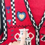 VTG Signatures By Northern Isles Women Sweater Vest Sz L Red Embroidered Novelty Photo 4