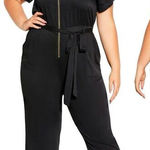 City Chic New! Plus Boiler Suit Jumpsuit in black, size 18 Photo 0