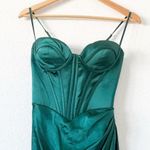 Ladivine by Cinderella Davine Satin Corset Formal Maxi Dress in Emerald Green Size 2 Photo 2