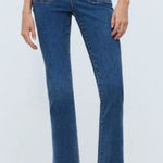 Madewell  Blue Mid Rise Kick Out Crop Jeans Size 28 Elkton Square Patch Pocket Photo 0