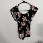 Old Navy  Short Sleeve Swing Top Off the Shoulder Women's Size Small Black Floral Photo 6