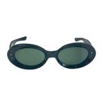 House of Hugo Womenโs Oval Sunglasses Black Frame Green Lenses Retro Style Photo 0