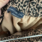 American Eagle  Y2K Skirt Buttons Belted Linen Blend Cheetah Pull On Brown Size S Photo 5
