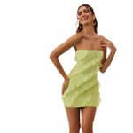 Oh Polly  Tatiana Bandeau Ruffle Detail Mini Dress in Lime Green Size 0 NWOT Photo 2