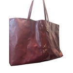 Burgundy Tote Bag Faux Leather Vinyl Shoulder Bag Everyday Carryall Shopper Red Photo 3