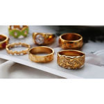 Boutique NEW Unisex Women’s Wide Gold Plated Simulated Diamond Star Ring 8mm Band Size 7 Photo 1