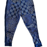 Cuddl Duds  Women's Blue Embroidered Drawstring Leggings Size Large Photo 0