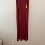 Summersalt  NWT Poplin Ribbed Tie Shoulder‎ Red Maxi Dress Size Large Photo 3