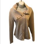 Eddie Bauer Athletic Snap Front Heather Tan Jersey Knit Jacket Sz. L Photo 1