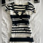 Chic Striped Top and shirt Set with Floral Accents Black Size 6 Photo 3