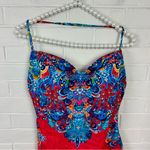 Ralph Lauren Lauren Red Boho Patterned One Piece Swimsuit Size 14 Photo 2