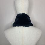 Genuine Rex Rabbit Fur Black Rosette Slip Thru Scarf Luxury Accessory Photo 2