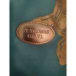 St.Thomas U.S.V.I canvas Turquoise with Gold foil sea turles and zipper. A12 Green Photo 5