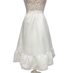 Vintage White Lace Petticoat Slip Skirt Medium Elastic Waist Tulle Ruffle Bridal Photo 2