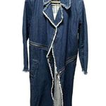 Rumere Paneled Frayed Denim Trench Coat Size M Photo 0