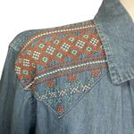 Wrangler Retro Boyfriend Style Embroidered Pearl Snap Chambray Top Large Western Photo 3