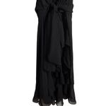 Amanda Uprichard Calliope Black Tie Waist Sheer Ruffled Long Sleeve Maxi Dress S Photo 4