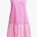 J.Crew NWT Bright Pink Gingham and Stripes Cover Up Summer Dress - Size Small Photo 2