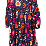 Vilagallo Kira dress in lombok babydoll mini‎ navy print size 38 $198 Black Photo 0