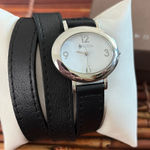 Silpada Black Leather Wrap Watch Silver Oval Face Photo 0